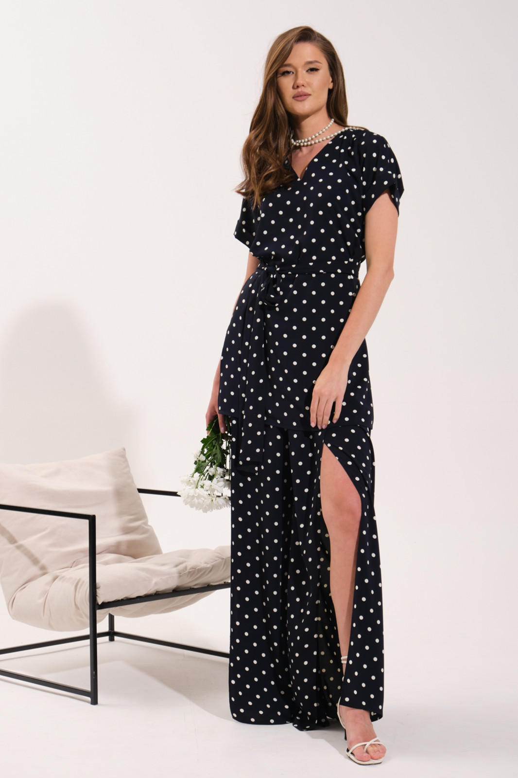 Костюм Vi oro VR-1053 темно синий/горох - фото 2